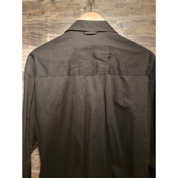 Vtg Roper Western Shirt Mens L Black Flames Fire Pearl Snaps Cowboy Rodeo Work - Picture 2 of 7